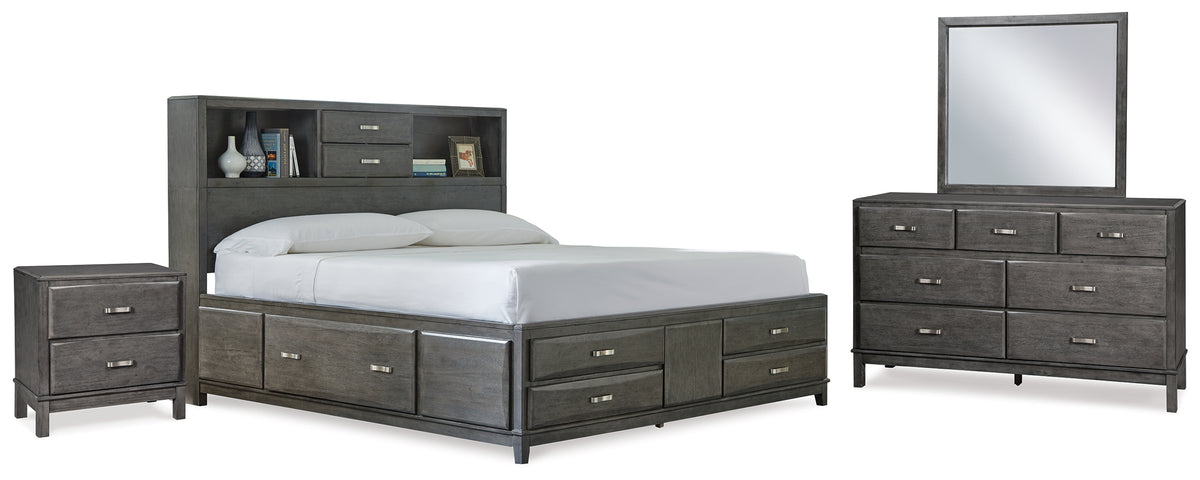 Diamond Furniture - Ashley Furniture - Caitbrook Queen Storage Bed, Dresser, Mirror and Nightstand - Queen Storage Bed, Dresser, Mirror and Nightstand - B476B13