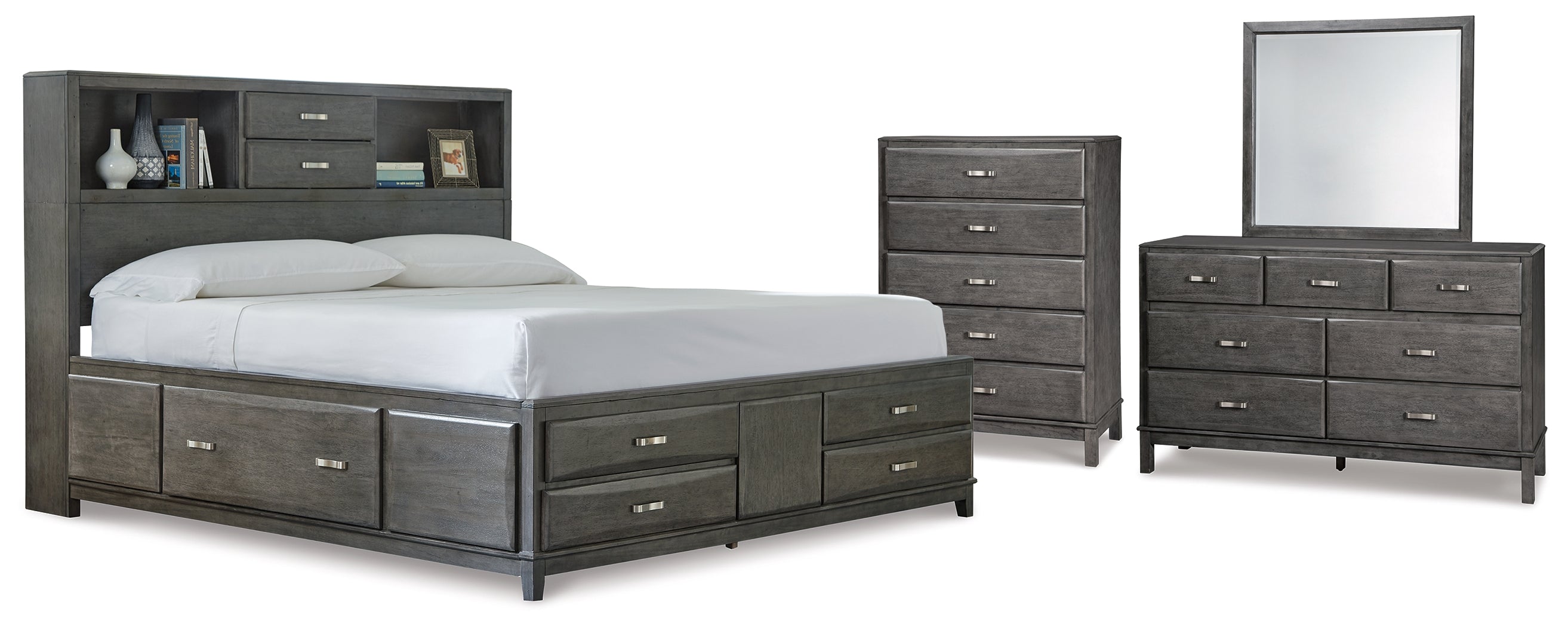 Diamond Furniture - Ashley Furniture - Caitbrook California King Storage Bed, Dresser, Mirror and Chest - California King Storage Bed, Dresser, Mirror and Chest - B476B11
