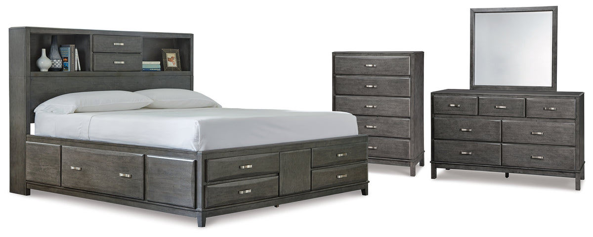 Diamond Furniture - Ashley Furniture - Caitbrook California King Storage Bed, Dresser, Mirror and Chest - California King Storage Bed, Dresser, Mirror and Chest - B476B11