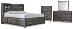 Diamond Furniture - Ashley Furniture - Caitbrook California King Storage Bed, Dresser, Mirror and Chest - California King Storage Bed, Dresser, Mirror and Chest - B476B11