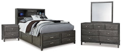 Diamond Furniture - Ashley Furniture - Caitbrook Full Storage Bed, Dresser, Mirror and Nightstand - Full Storage Bed, Dresser, Mirror and Nightstand - B476B40