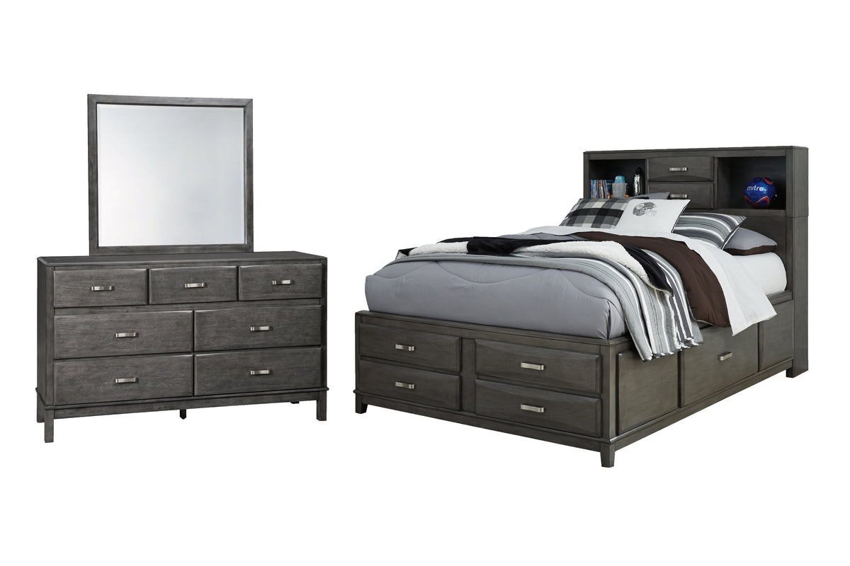 Diamond Furniture - Ashley Furniture - Caitbrook Full Storage Bed with Mirrored Dresser - Full Storage Bed with Mirrored Dresser - B476B5