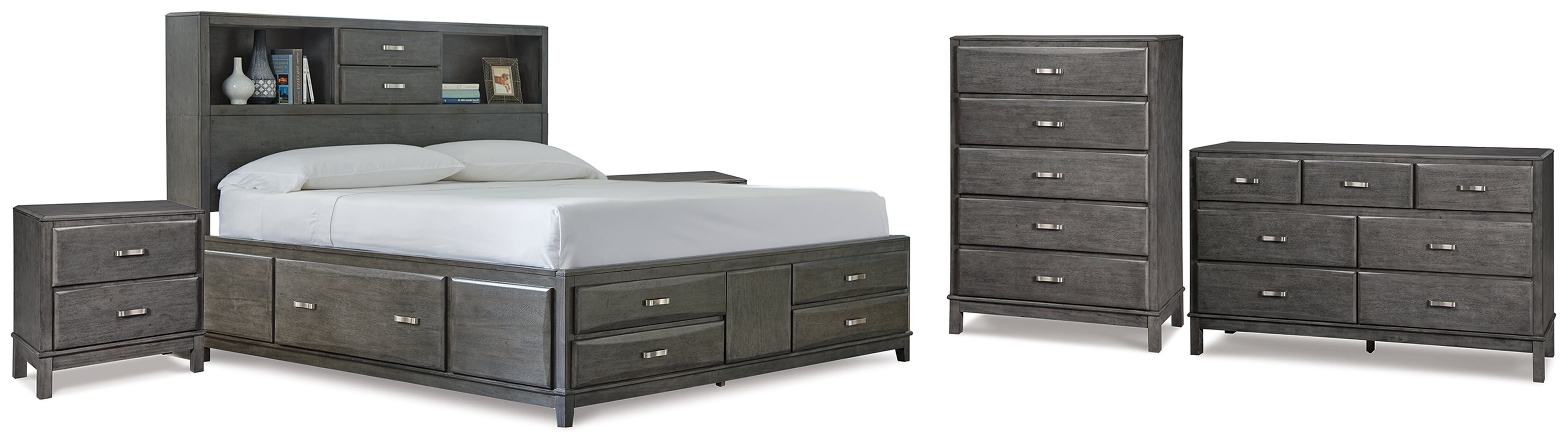 Diamond Furniture - Ashley Furniture - Caitbrook Queen Storage Bed, Dresser, Chest and 2 Nightstands - Queen Storage Bed, Dresser, Chest and 2 Nightstands - B476B32