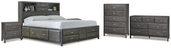 Diamond Furniture - Ashley Furniture - Caitbrook Queen Storage Bed, Dresser, Chest and 2 Nightstands - Queen Storage Bed, Dresser, Chest and 2 Nightstands - B476B32