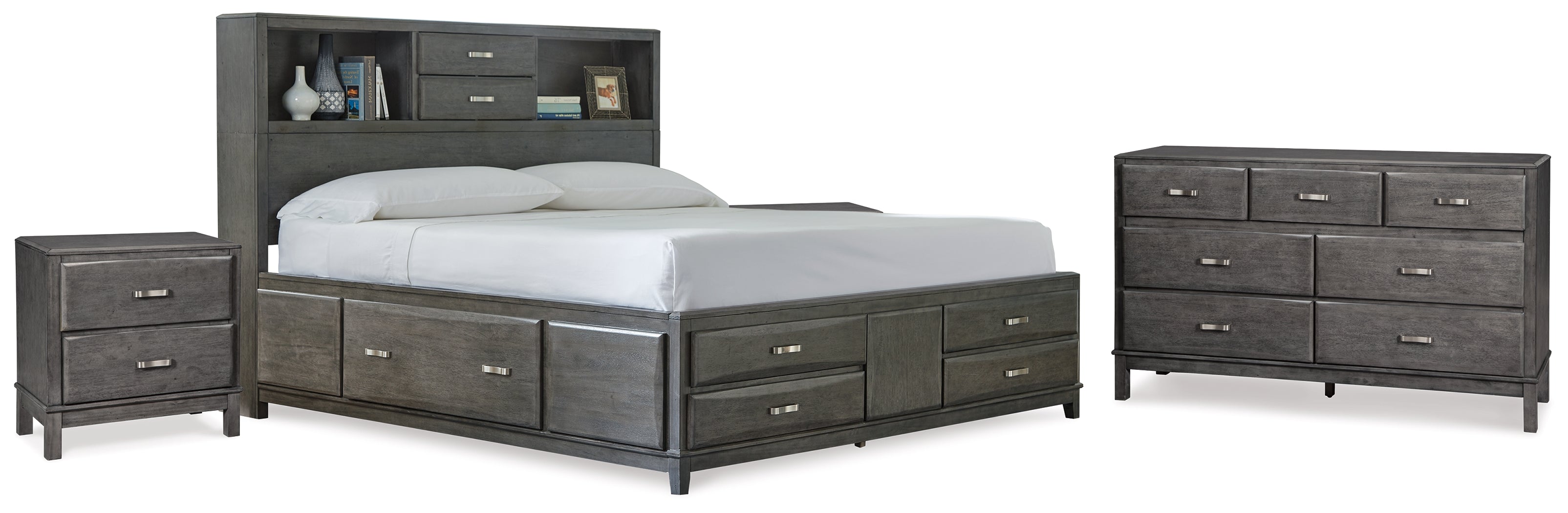 Diamond Furniture - Ashley Furniture - Caitbrook Queen Storage Bed, Dresser and 2 Nightstands - Queen Storage Bed, Dresser and 2 Nightstands - B476B22