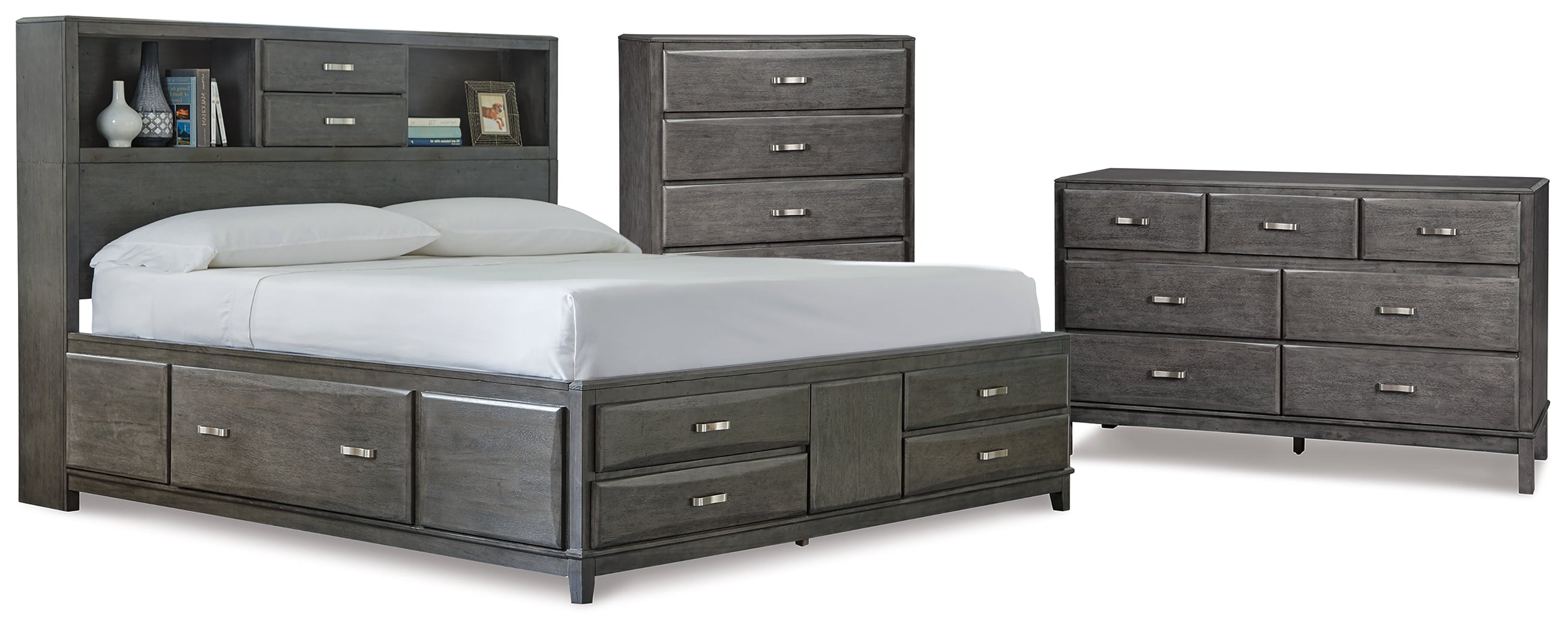 Diamond Furniture - Ashley Furniture - Caitbrook Queen Storage Bed, Dresser and Chest - Queen Storage Bed, Dresser and Chest - B476B8