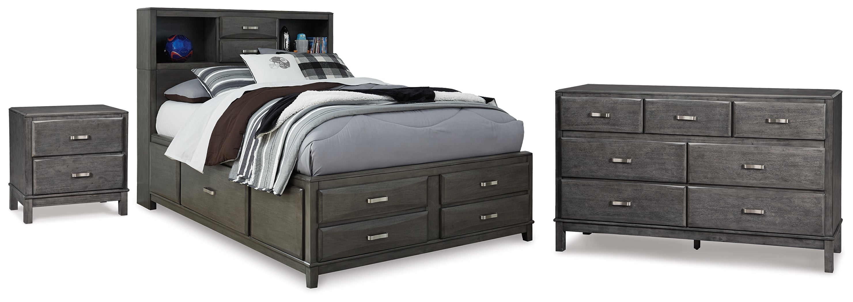 Diamond Furniture - Ashley Furniture - Caitbrook Full Storage Bed, Dresser and Nightstand - Full Storage Bed, Dresser and Nightstand - B476B36