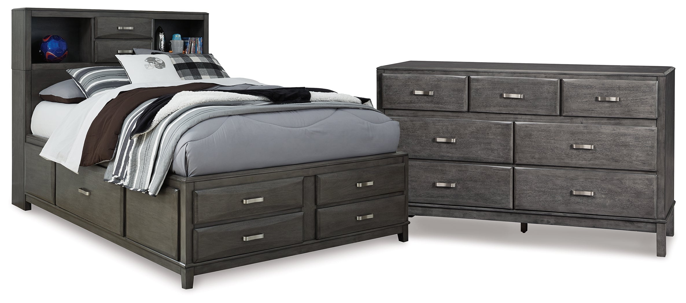 Diamond Furniture - Ashley Furniture - Caitbrook Full Storage Bed and Dresser - Full Storage Bed and Dresser - B476B35