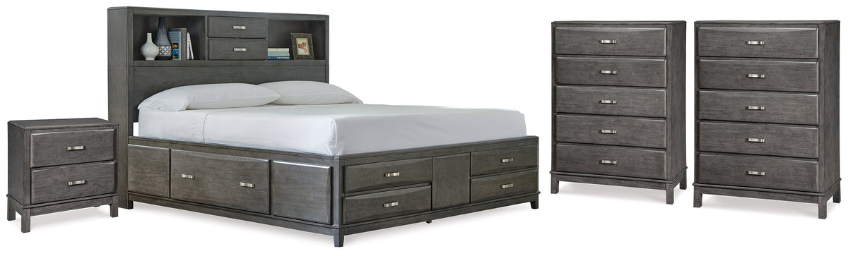 Diamond Furniture - Ashley Furniture - Caitbrook Queen Storage Bed, 2 Chests and 2 Nightstands - Queen Storage Bed, 2 Chests and 2 Nightstands - B476B23