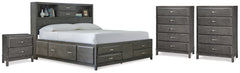 Diamond Furniture - Ashley Furniture - Caitbrook Queen Storage Bed, 2 Chests and 2 Nightstands - Queen Storage Bed, 2 Chests and 2 Nightstands - B476B23