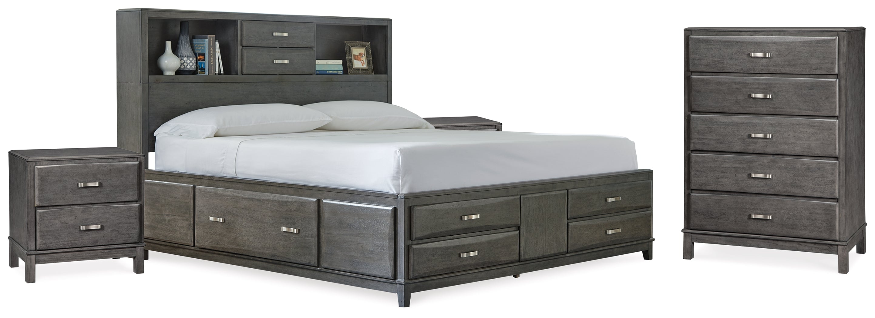 Diamond Furniture - Ashley Furniture - Caitbrook King Storage Bed, Chest and 2 Nightstands - King Storage Bed, Chest and 2 Nightstands - B476B20