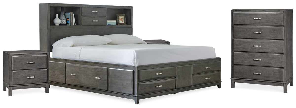 Diamond Furniture - Ashley Furniture - Caitbrook King Storage Bed, Chest and 2 Nightstands - King Storage Bed, Chest and 2 Nightstands - B476B20
