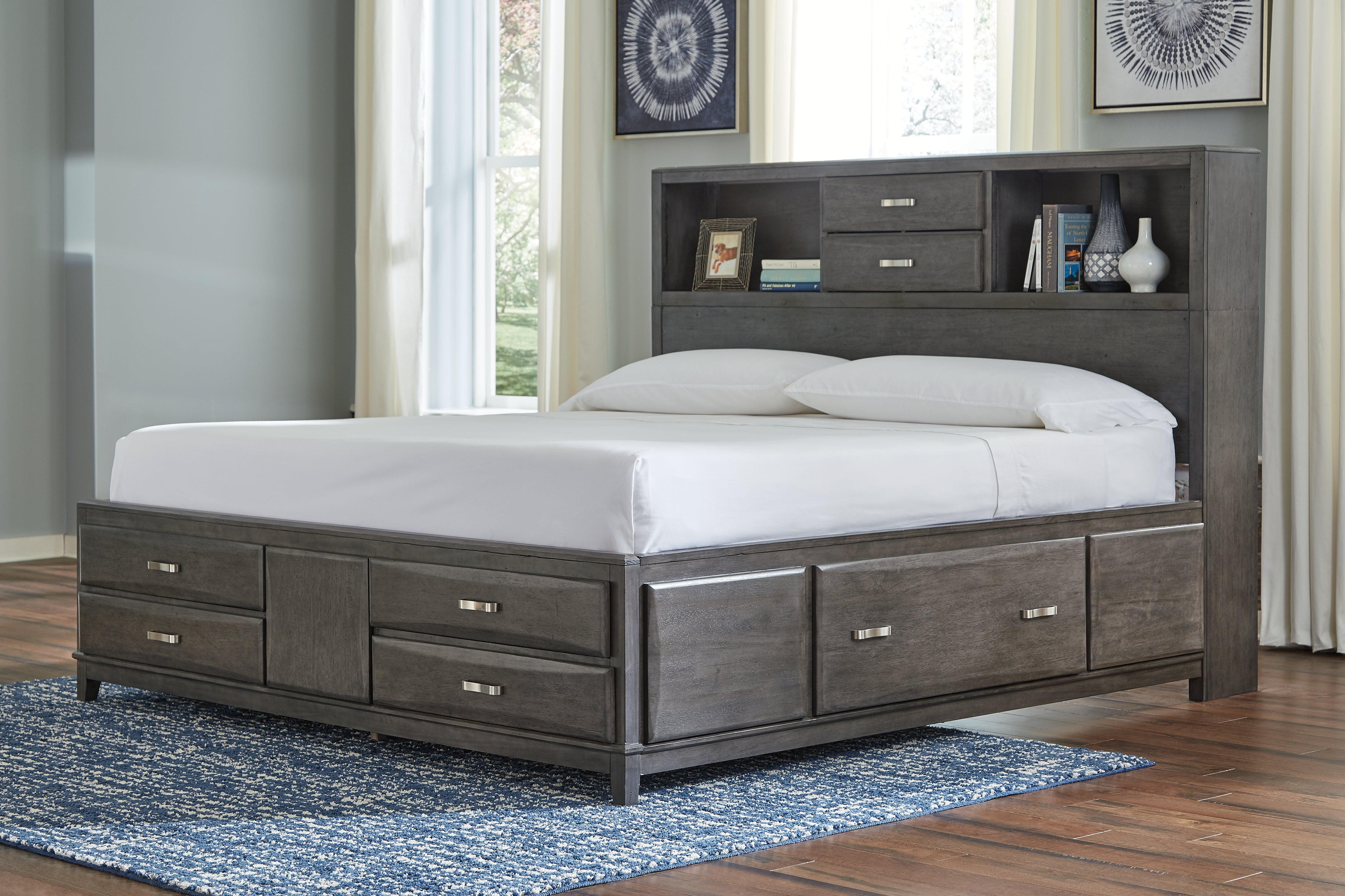 Diamond Furniture - Ashley Furniture - Caitbrook Bedroom - Queen Storage Bed with 8 Drawers / Gray - B476B2
