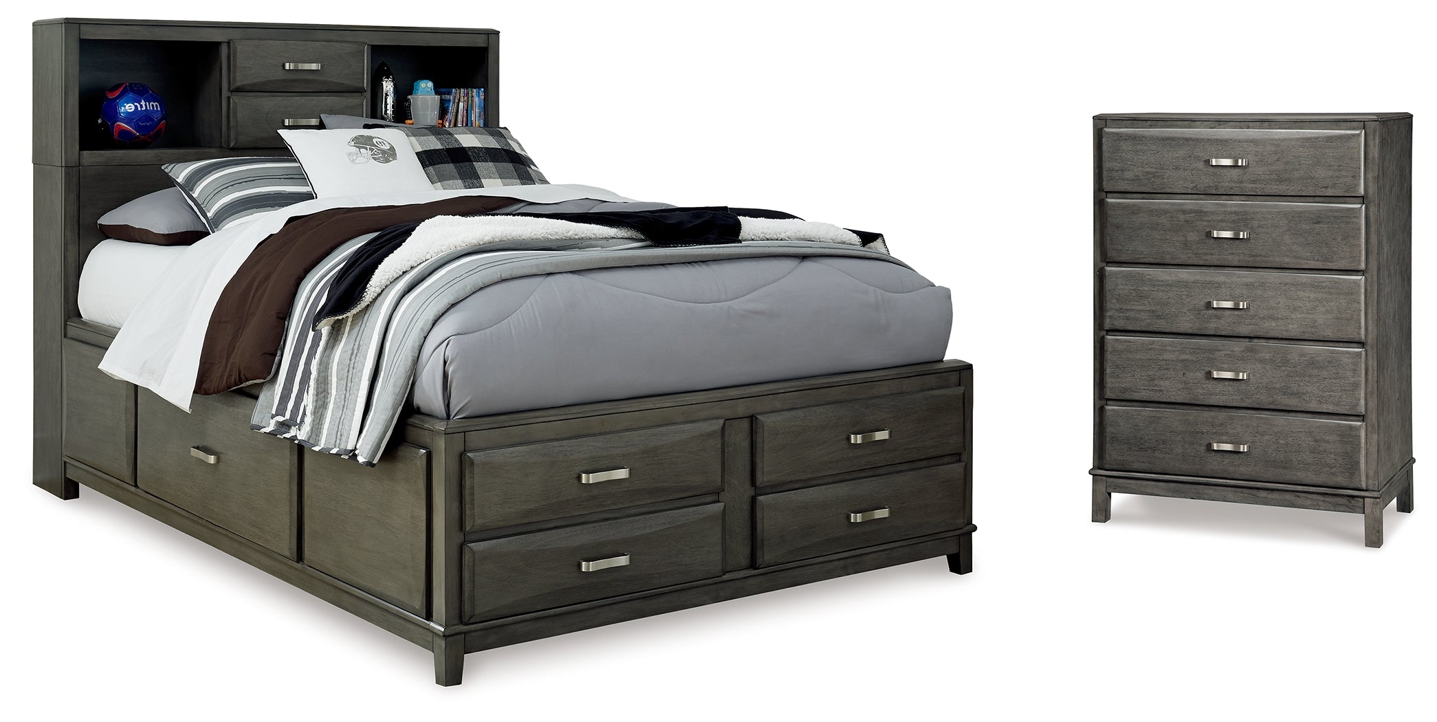Diamond Furniture - Ashley Furniture - Caitbrook Full Storage Bed and Chest - Full Storage Bed and Chest - B476B27