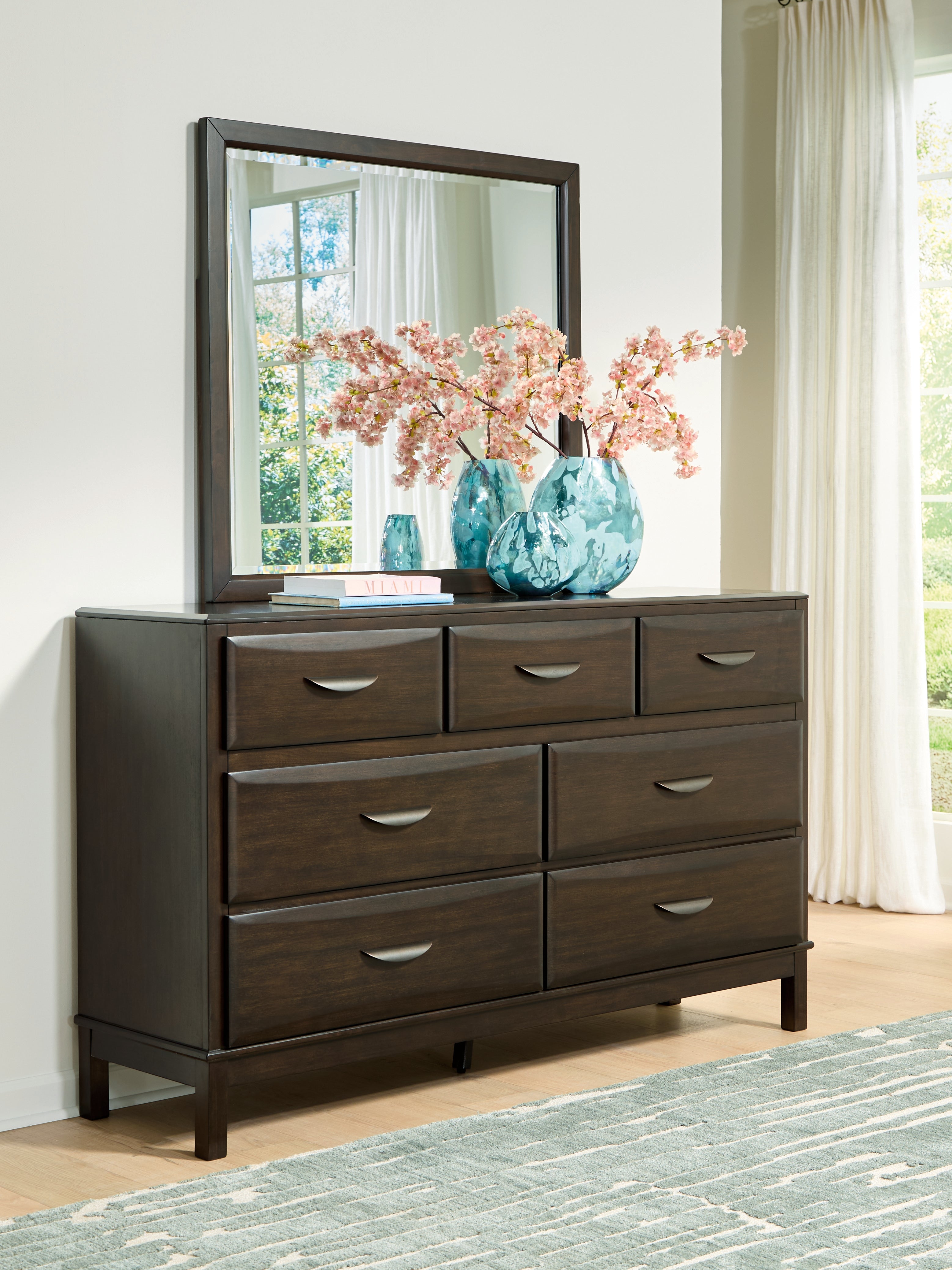 Diamond Furniture - Ashley Furniture - Vanmore Bedroom - Dresser and Mirror / Dark Brown - B479B1
