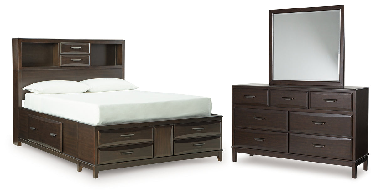Diamond Furniture - Ashley Furniture - Vanmore Queen Storage Bed, Dresser and Mirror - Queen Storage Bed, Dresser and Mirror - B479B3