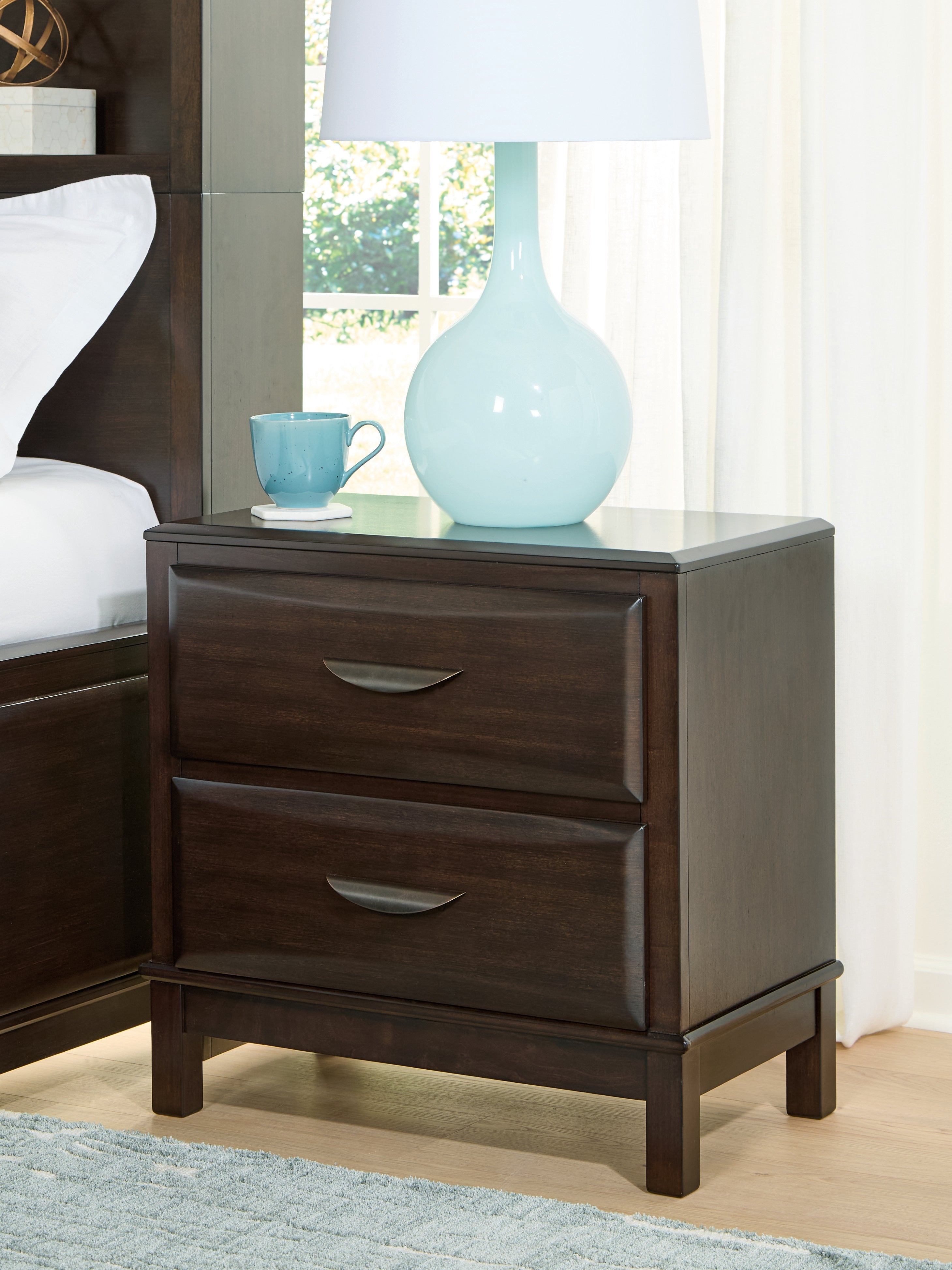 Diamond Furniture - Ashley Furniture - Vanmore Bedroom - Two Drawer Night Stand / Dark Brown - B479-92