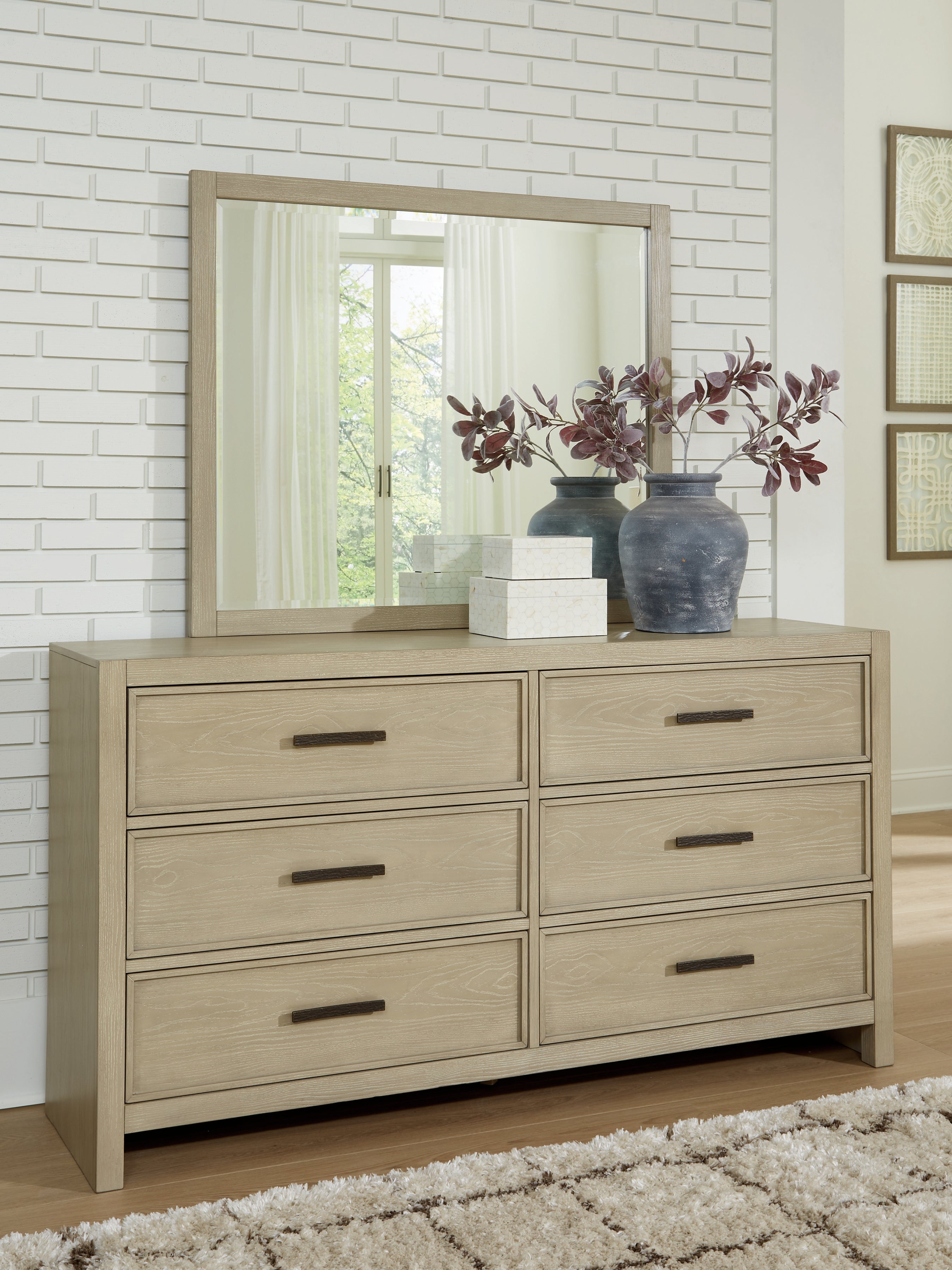 Diamond Furniture - Ashley Furniture - Calmoro Dresser and Mirror - Dresser and Mirror - B602B1