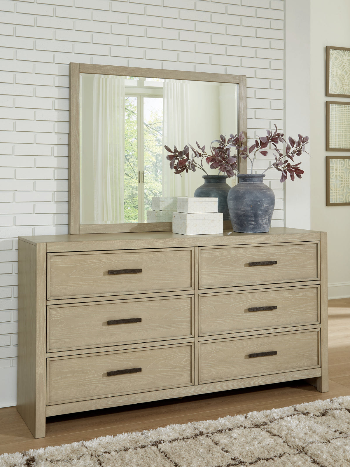 Diamond Furniture - Ashley Furniture - Calmoro Dresser and Mirror - Dresser and Mirror - B602B1