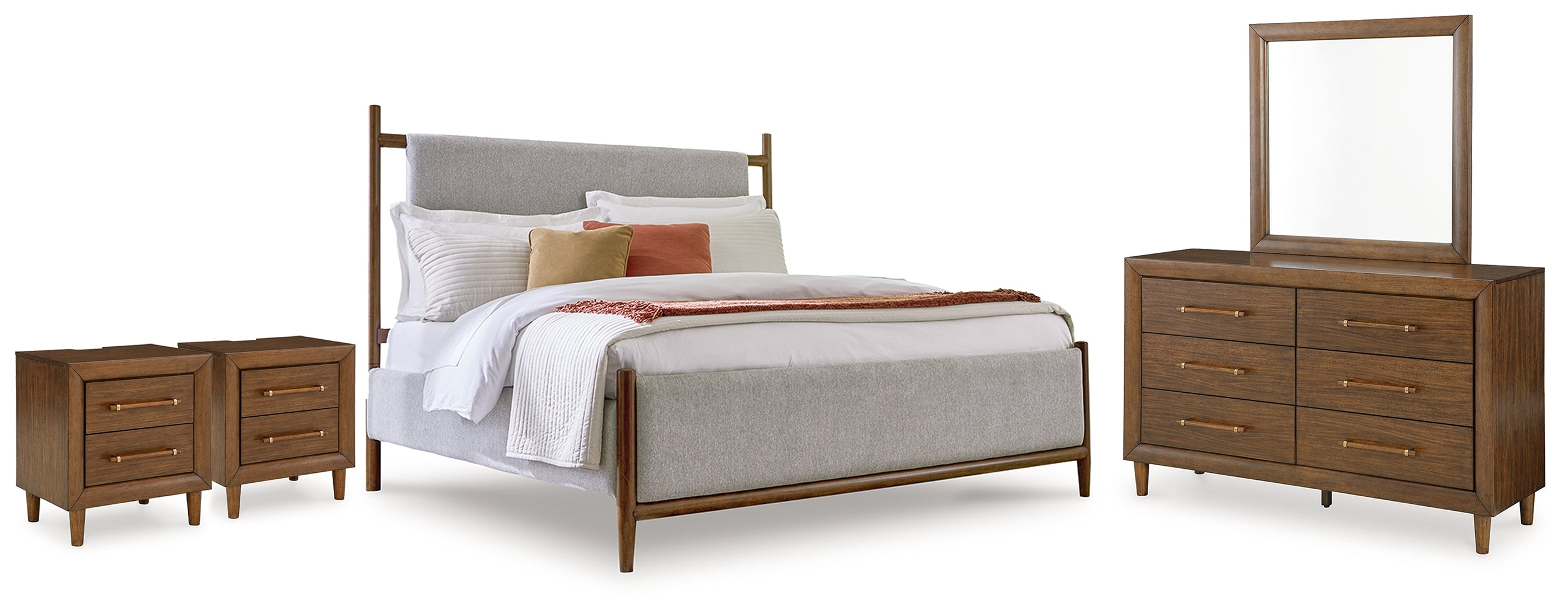Diamond Furniture - Ashley Furniture - Lyncott Queen Upholstered Bed, Dresser, Mirror and 2 Nightstands - Queen Upholstered Bed, Dresser, Mirror and 2 Nightstands - B615B14