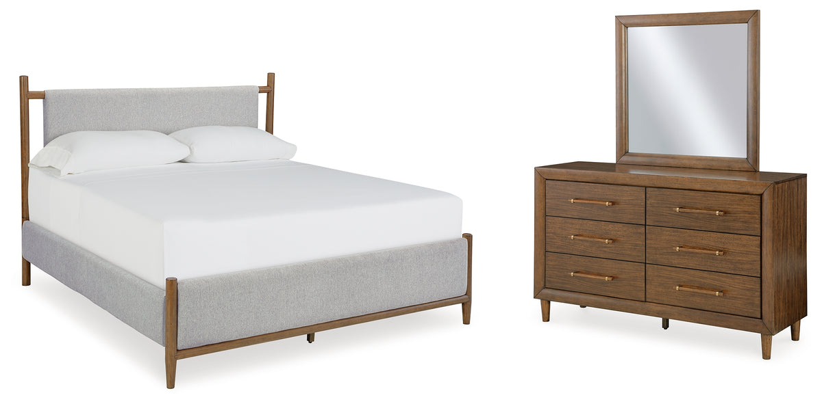 Diamond Furniture - Ashley Furniture - Lyncott California King Upholstered Bed, Dresser and Mirror - California King Upholstered Bed, Dresser and Mirror - B615B9