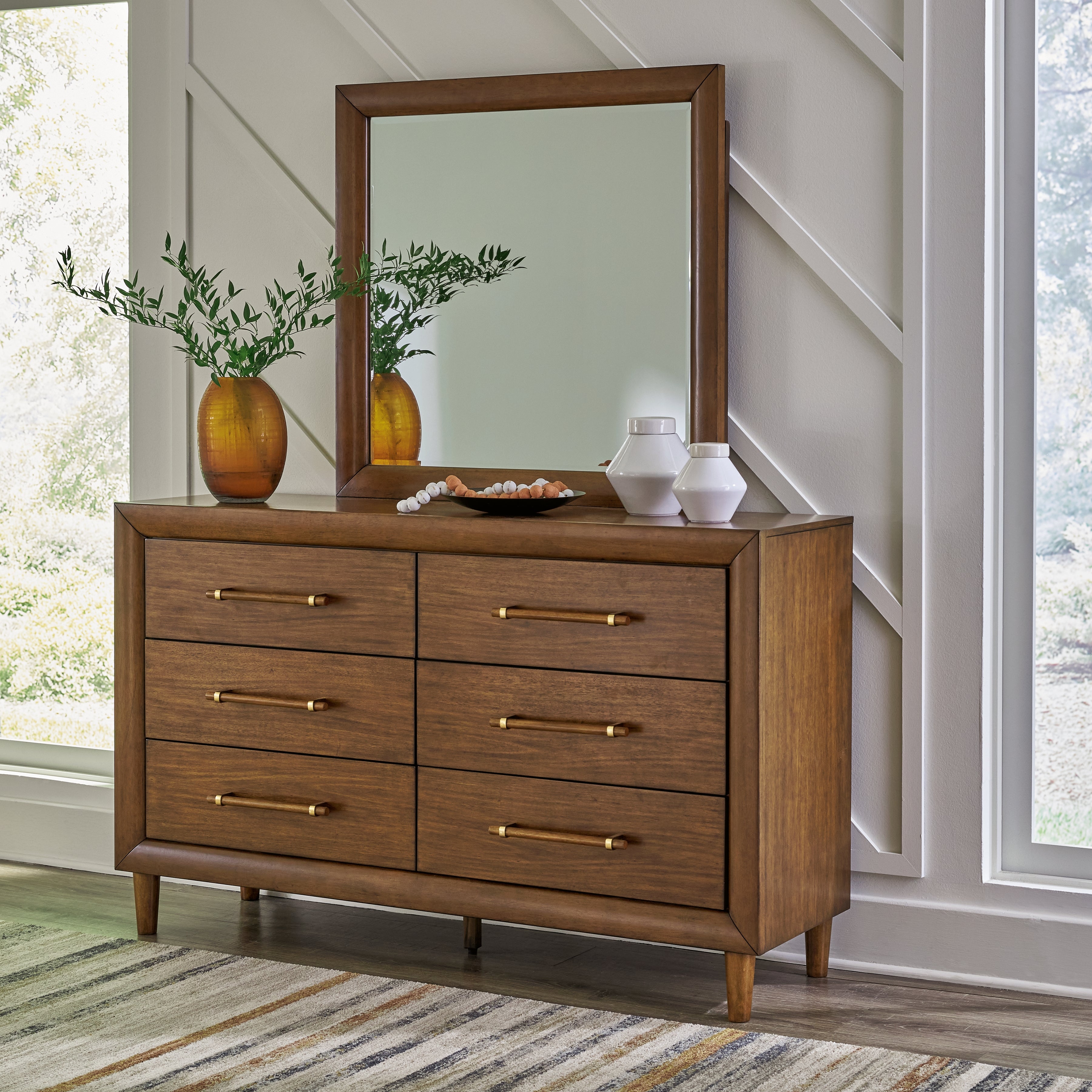 Diamond Furniture - Ashley Furniture - Lyncott Bedroom - Dresser and Mirror / Brown - B615B1