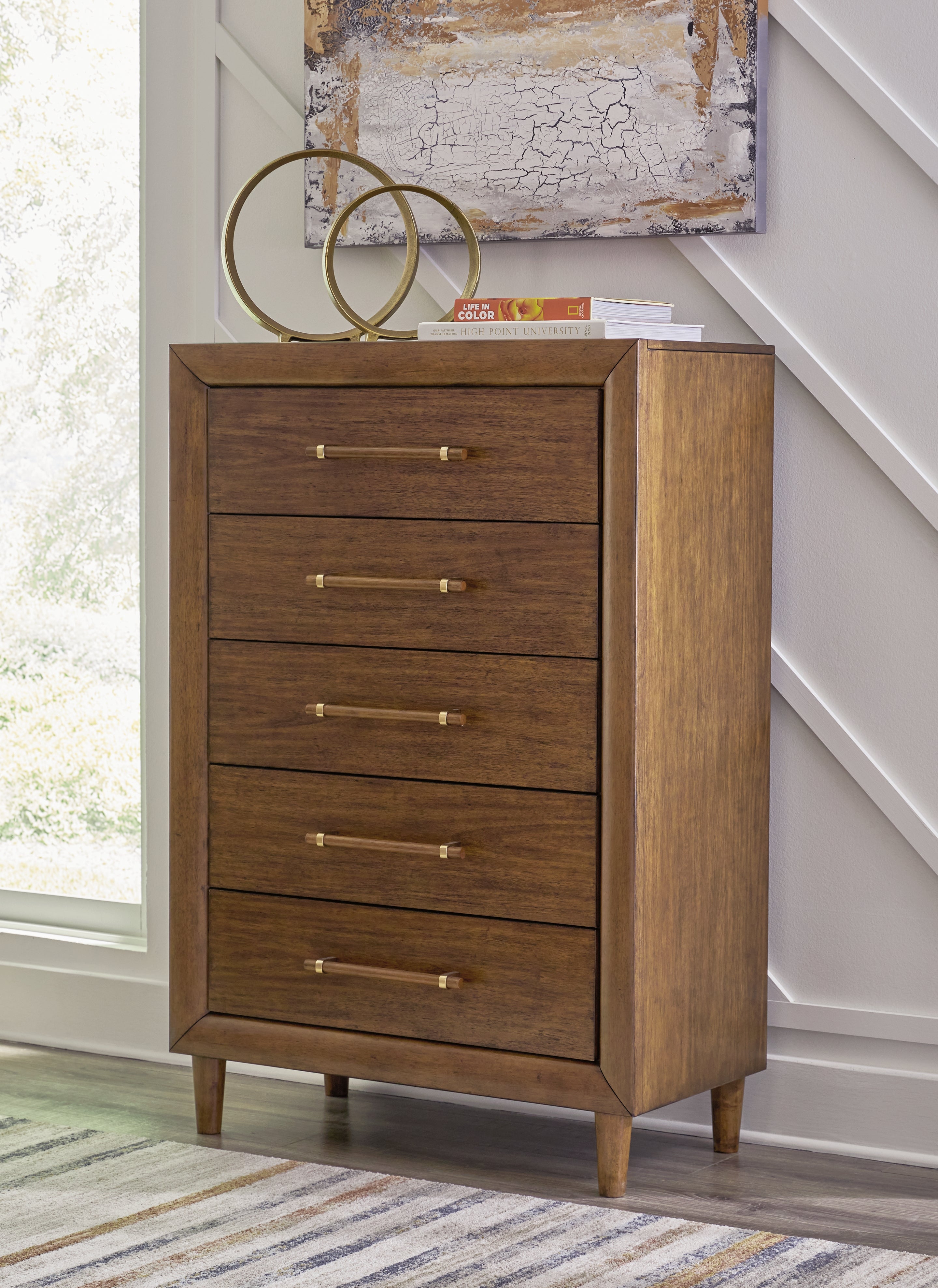 Diamond Furniture - Ashley Furniture - Lyncott Bedroom - Five Drawer Chest / Brown - B615-46