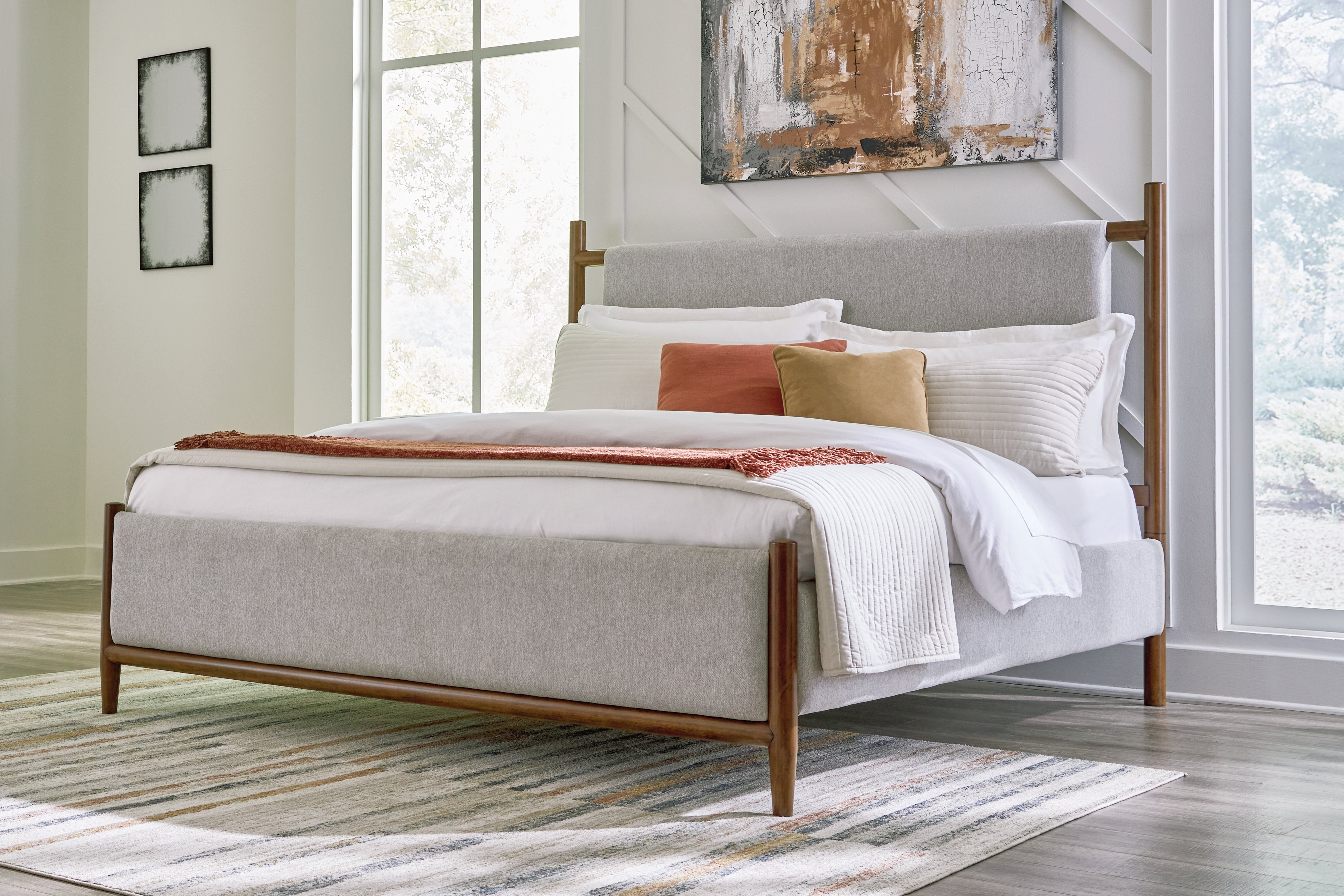 Diamond Furniture - Ashley Furniture - Lyncott Bedroom - California King Upholstered Bed / Brown - B615B7