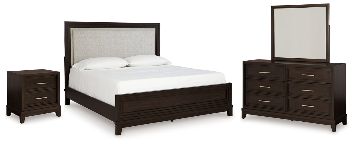 Diamond Furniture - Ashley Furniture - Neymorton King Panel Bed, Dresser, Mirror and Nightstand - King Panel Bed, Dresser, Mirror and Nightstand - B618B11