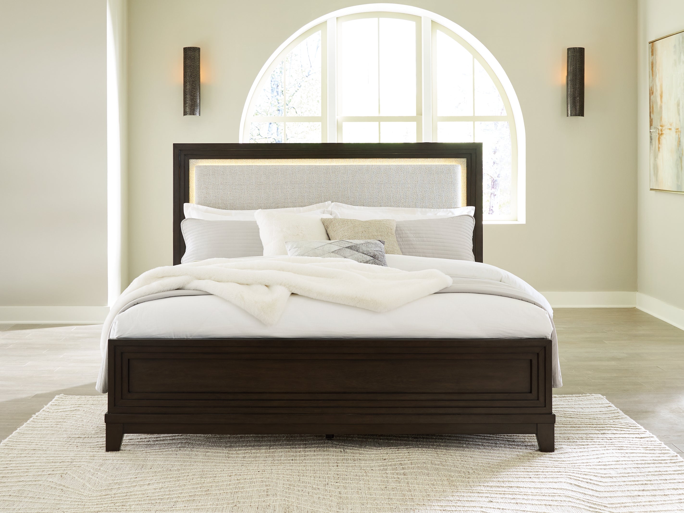 Diamond Furniture - Ashley Furniture - Neymorton Bedroom - California King Upholstered Panel Bed / Dark Grayish Brown - B618B5