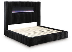 Tayleena King Upholstered Bed with Fireplace and Wireless Audio
