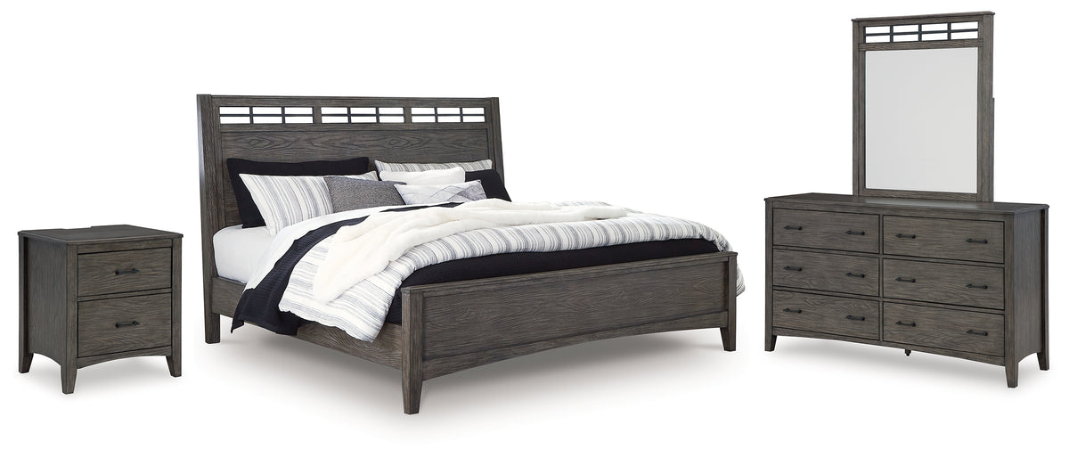 Diamond Furniture - Ashley Furniture - Montillan Queen Panel Bed, Dresser, Mirror and Nightstand - Queen Panel Bed, Dresser, Mirror and Nightstand - B651B8