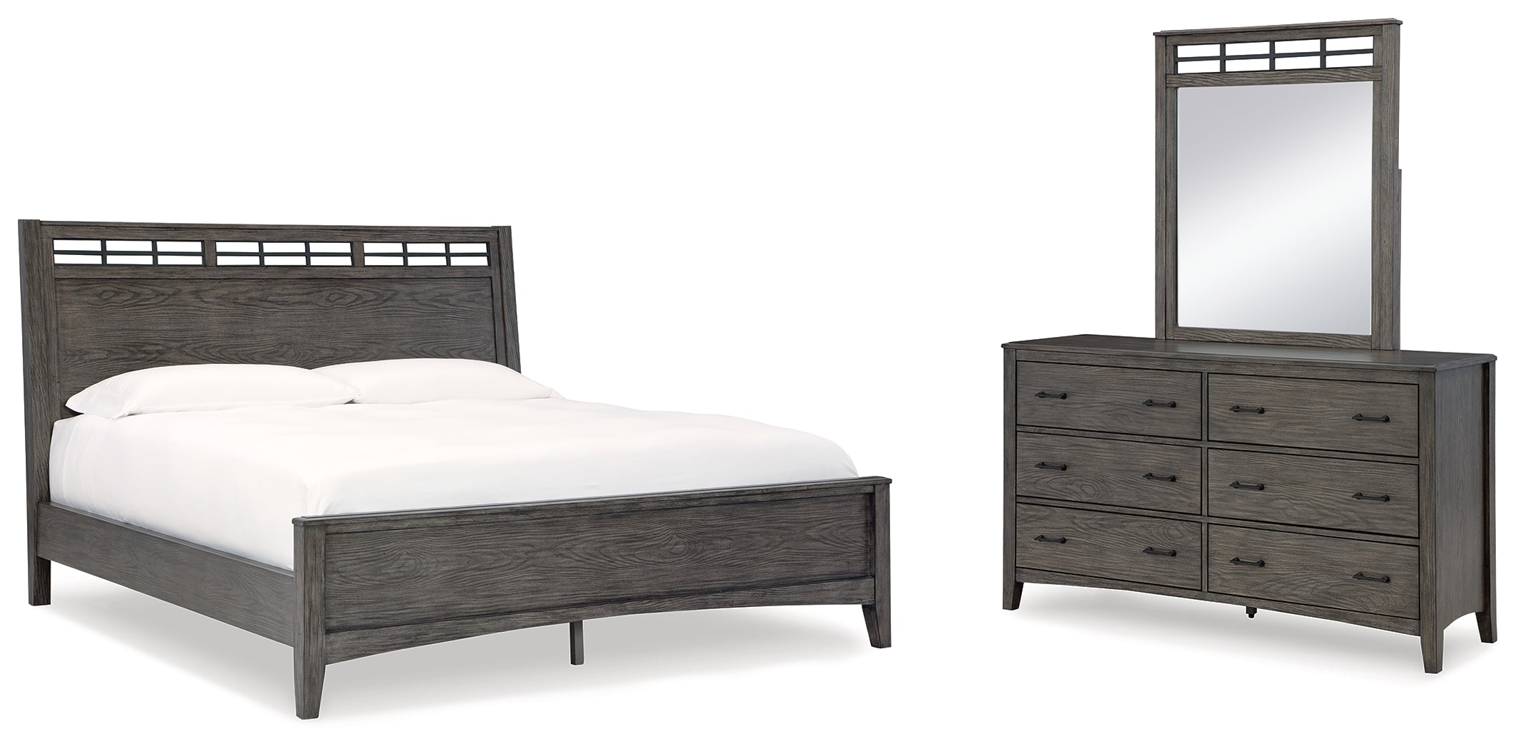 Diamond Furniture - Ashley Furniture - Montillan California King Panel Bed, Dresser and Mirror - California King Panel Bed, Dresser and Mirror - B651B7