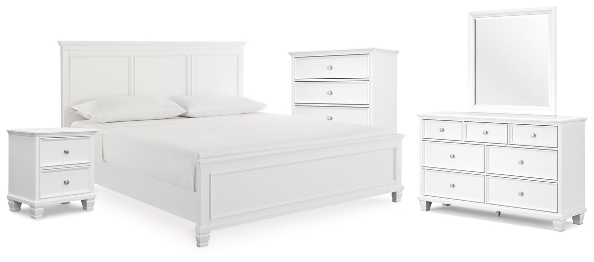 Diamond Furniture - Ashley Furniture - Fortman King Panel Bed, Dresser, Mirror, Chest and Nightstand - King Panel Bed, Dresser, Mirror, Chest and Nightstand - B680B18