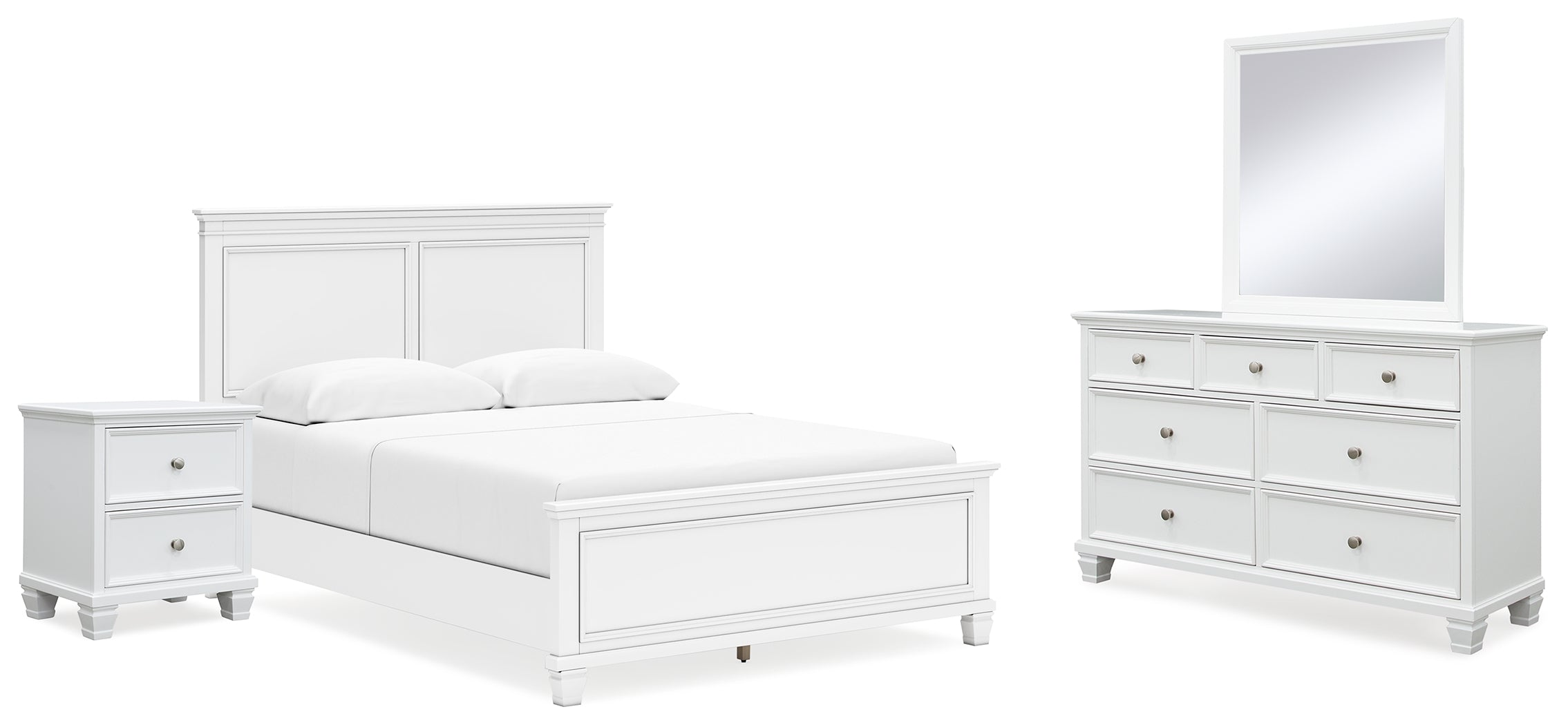 Diamond Furniture - Ashley Furniture - Fortman Queen Panel Bed, Dresser, Mirror and Nightstand - Queen Panel Bed, Dresser, Mirror and Nightstand - B680B12