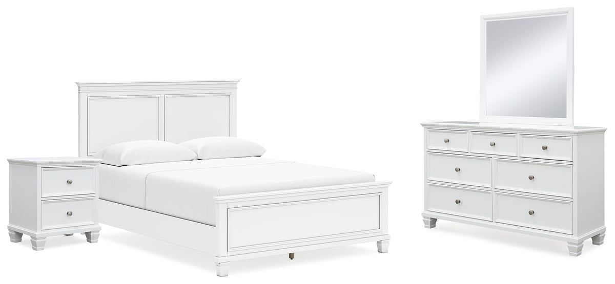 Diamond Furniture - Ashley Furniture - Fortman Queen Panel Bed, Dresser, Mirror and Nightstand - Queen Panel Bed, Dresser, Mirror and Nightstand - B680B12