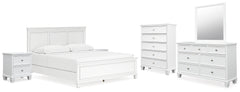 Diamond Furniture - Ashley Furniture - Fortman King Panel Bed, Dresser, Mirror, Chest and 2 Nightstands - King Panel Bed, Dresser, Mirror, Chest and 2 Nightstands - B680B19