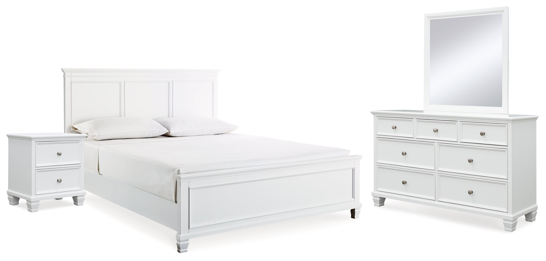 Diamond Furniture - Ashley Furniture - Fortman King Panel Bed, Dresser, Mirror and Nightstand - King Panel Bed, Dresser, Mirror and Nightstand - B680B17