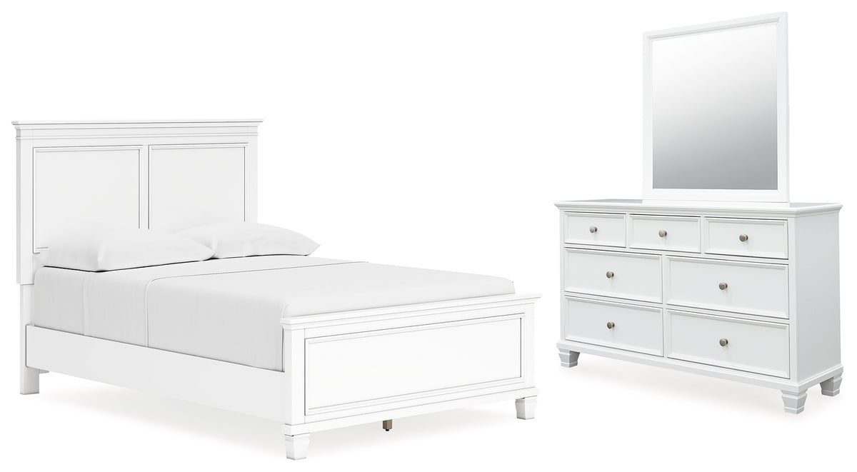 Diamond Furniture - Ashley Furniture - Fortman Full Panel Bed, Dresser and Mirror - Full Panel Bed, Dresser and Mirror - B680B9