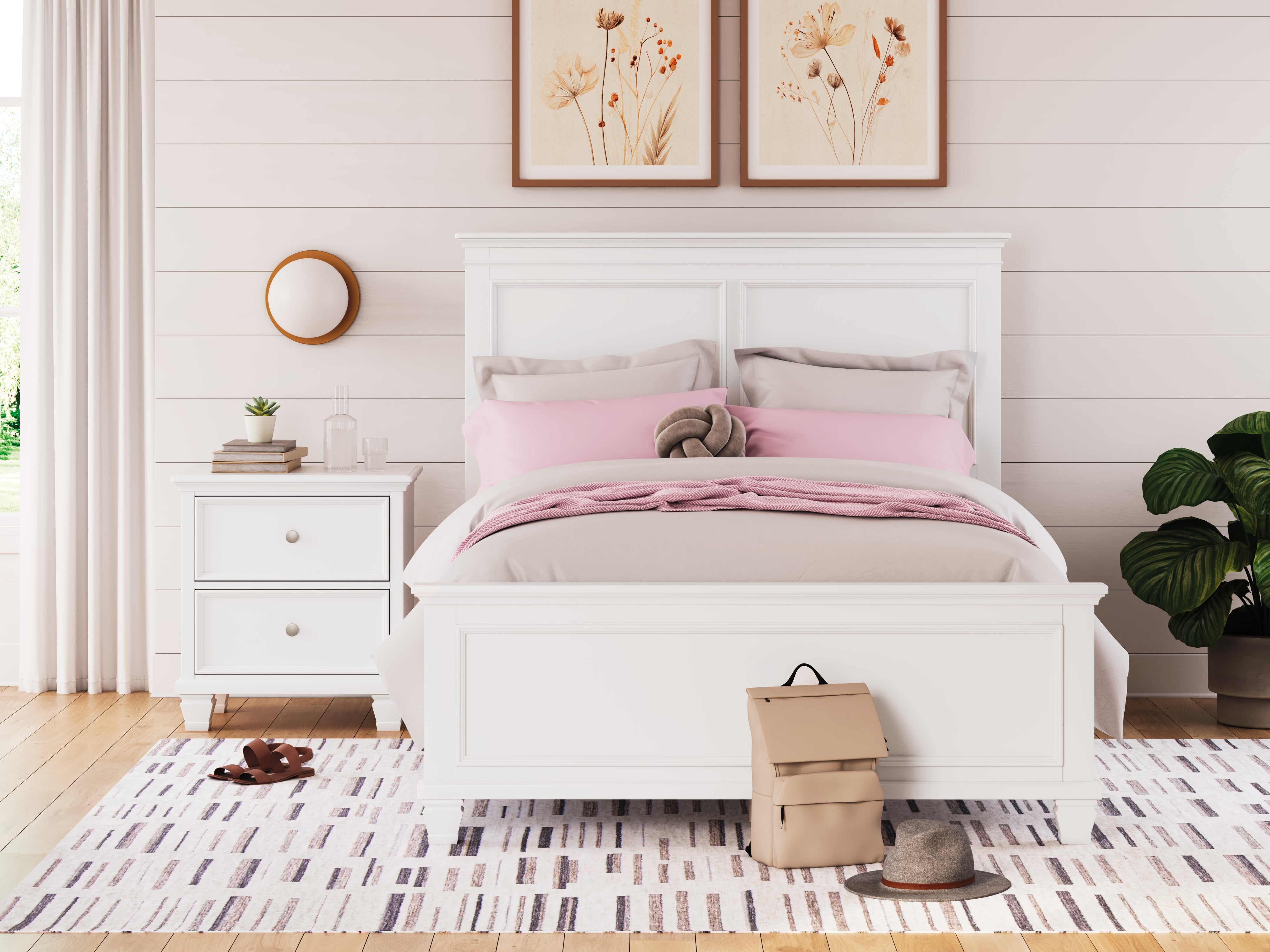 Diamond Furniture - Ashley Furniture - Fortman Bedroom - Full Panel Bed / White - B680B8