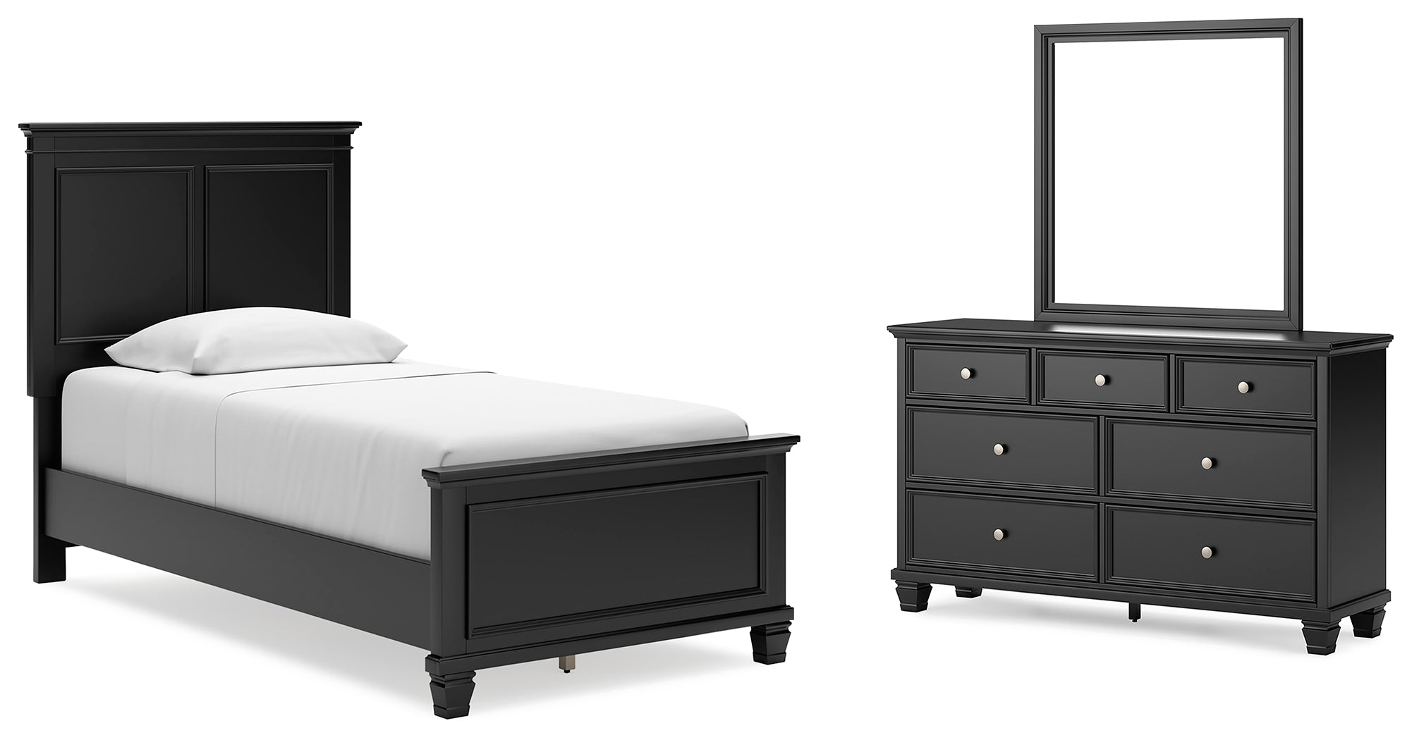 Diamond Furniture - Ashley Furniture - Lanolee Twin Panel Bed, Dresser and Mirror - Twin Panel Bed, Dresser and Mirror - B687B3