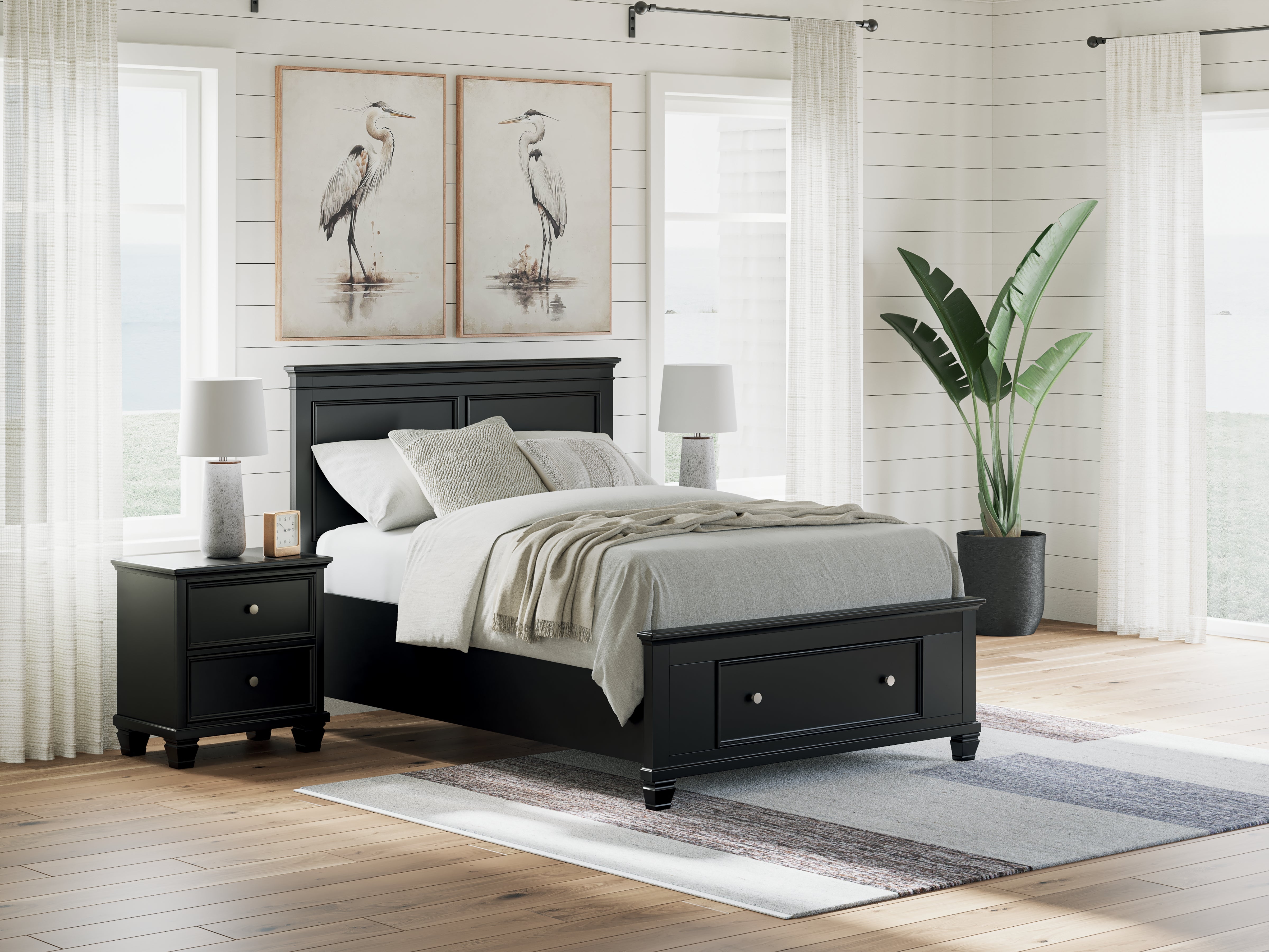 Diamond Furniture - Ashley Furniture - Lanolee Bedroom - Full Panel Storage Bed / Black - B687B22