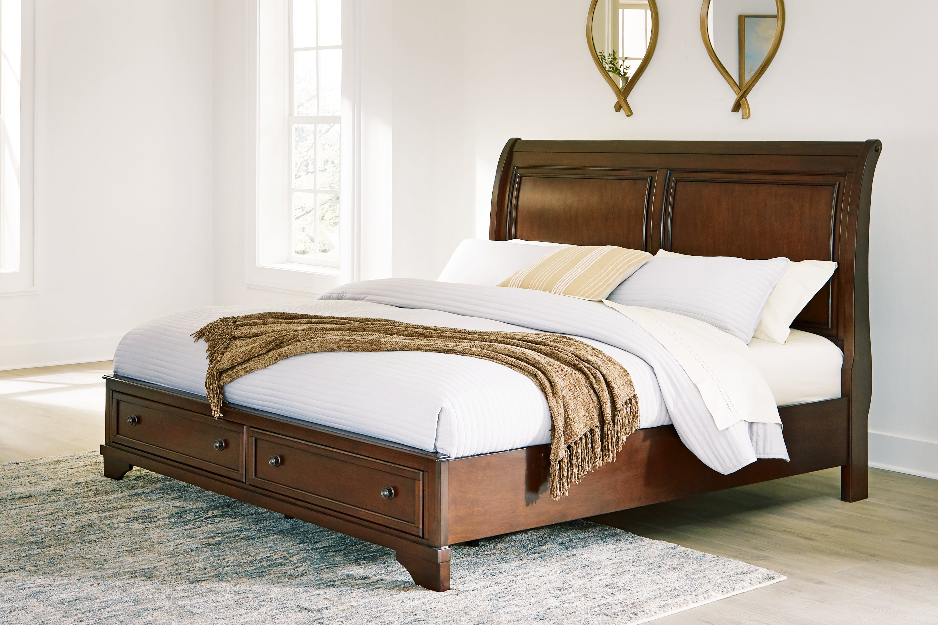 Diamond Furniture - Ashley Furniture - Trellington Bedroom - Queen Sleigh Storage Bed / Brown - B716B1