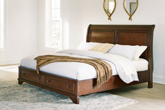 Diamond Furniture - Ashley Furniture - Trellington Bedroom - Queen Sleigh Storage Bed / Brown - B716B1