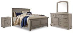 Diamond Furniture - Ashley Furniture - Lettner King Panel Bed with Dresser, Mirror and Nightstand - King Panel Bed with Dresser, Mirror and Nightstand - B733B40