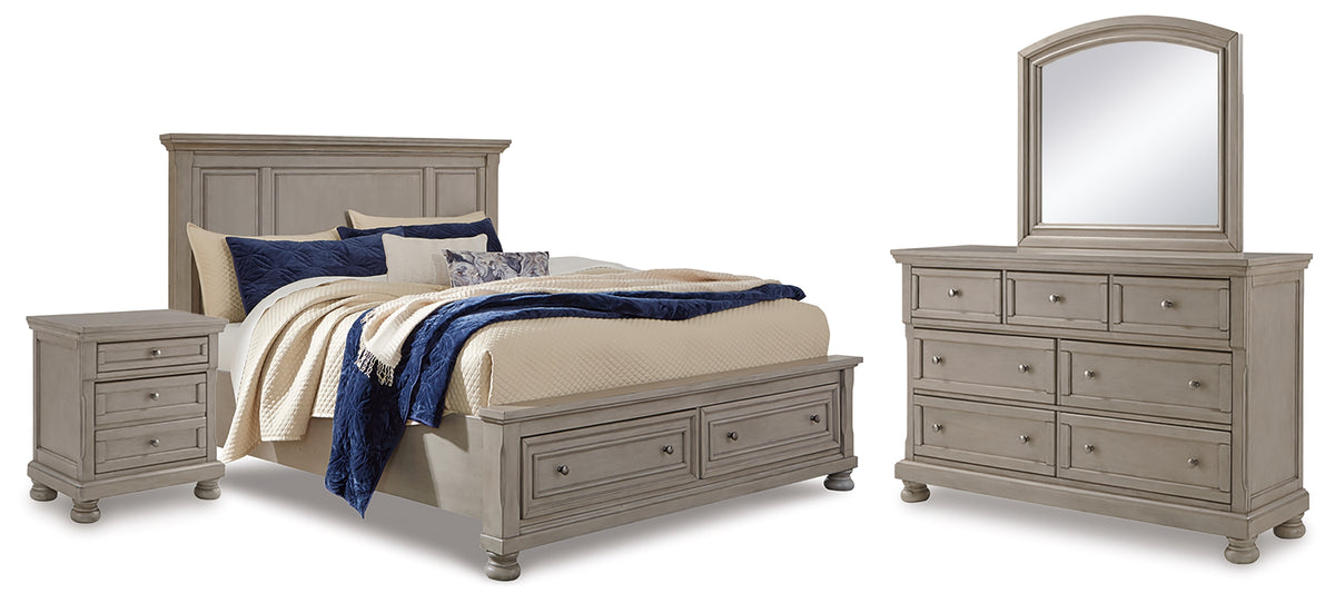 Diamond Furniture - Ashley Furniture - Lettner Queen Panel Storage Bed, Dresser, Mirror and Nightstand - Queen Panel Storage Bed, Dresser, Mirror and Nightstand - B733B46