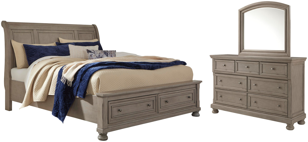 Diamond Furniture - Ashley Furniture - Lettner Queen Sleigh Storage Bed, Dresser and Mirror - Queen Sleigh Storage Bed, Dresser and Mirror - B733B5