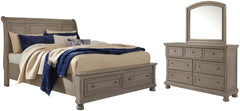 Diamond Furniture - Ashley Furniture - Lettner Queen Sleigh Storage Bed, Dresser and Mirror - Queen Sleigh Storage Bed, Dresser and Mirror - B733B5