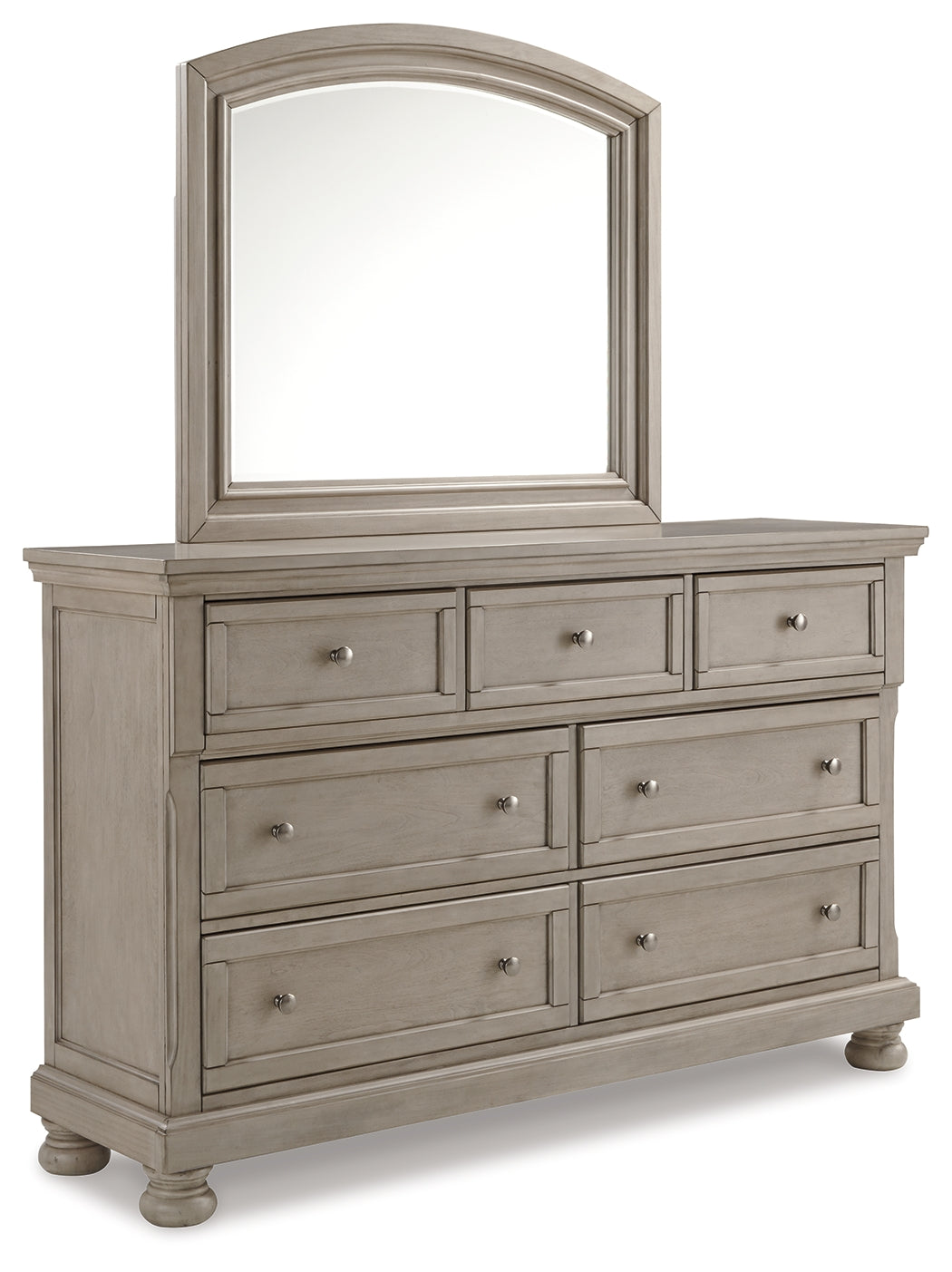 Diamond Furniture - Ashley Furniture - Lettner Queen Panel Bed, Dresser and Mirror - Queen Panel Bed, Dresser and Mirror / Light Gray - B733B4
