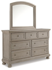 Diamond Furniture - Ashley Furniture - Lettner Queen Panel Bed, Dresser and Mirror - Queen Panel Bed, Dresser and Mirror / Light Gray - B733B4